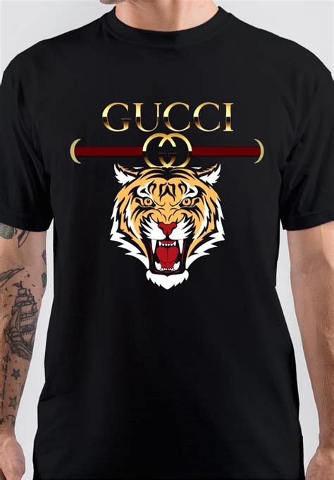 gucci blu tiger yellow tee|gucci logo t shirt.